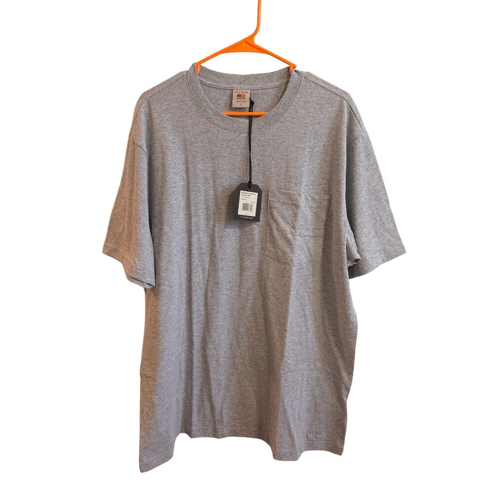 Filson NWT S/S Pioneer Solid One Pocket T-Shirt Gray Sz L Men's Shirt